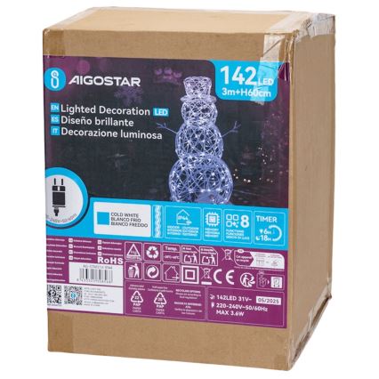 Aigostar - Decoración navideña LED exterior LED/3,6W/31/230V 6500K 60 cm IP44 muñeco de nieve