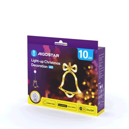 Aigostar - Decoración navideña LED LED/3xAAA bell 18cm