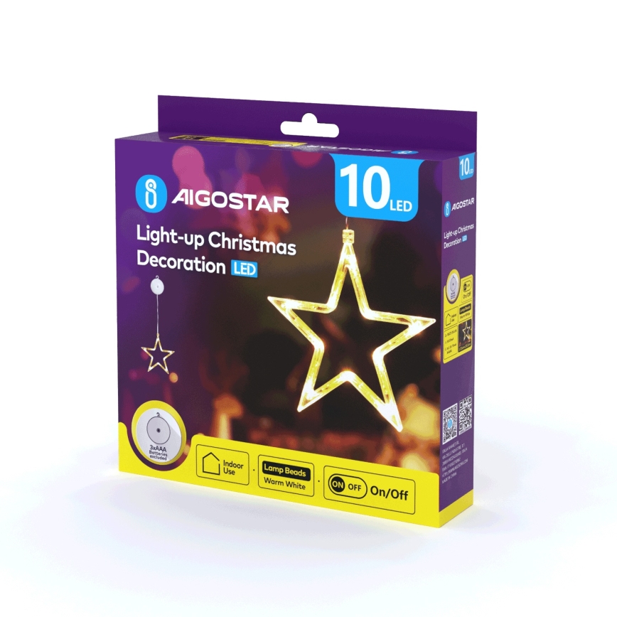 Aigostar - Decoración navideña LED LED/3xAAA estrella 19cm