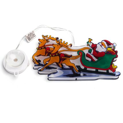 Aigostar - Decoración navideña LED LED/3xAAA Papá Noel con renos 13,4cm