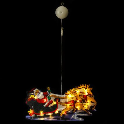Aigostar - Decoración navideña LED LED/3xAAA Papá Noel con renos 13,4cm