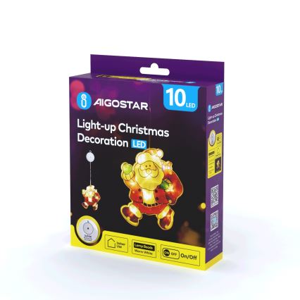 Aigostar - Decoración navideña LED LED/3xAAA Santa 20cm