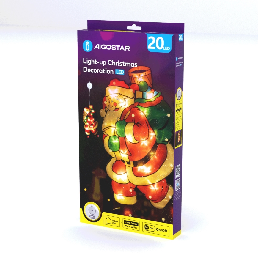 Aigostar - Decoración navideña LED LED/3xAAA Santa 45cm