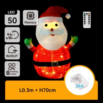 Aigostar - Decoración navideña LED para exterior 50xLED/3xAA 0,7m IP44 Papá Noel