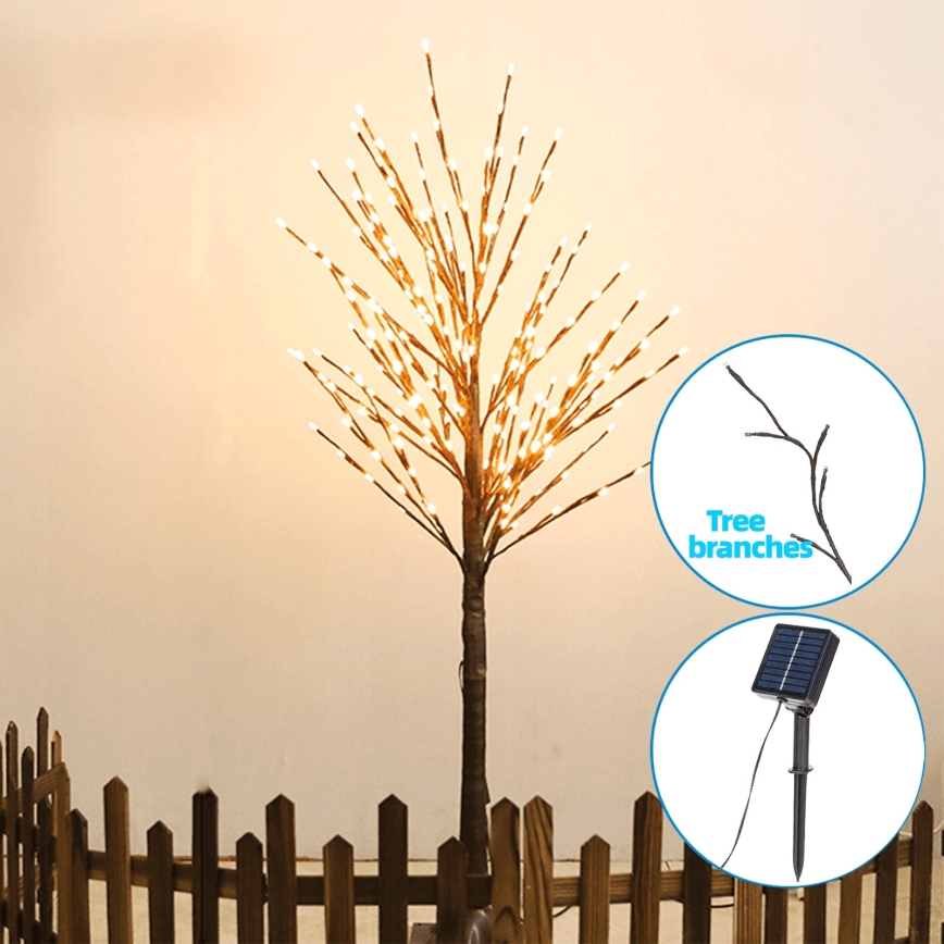 Aigostar - Decoración solar LED 24xLED/2,6m IP65 300 mAh árbol blanco cálido