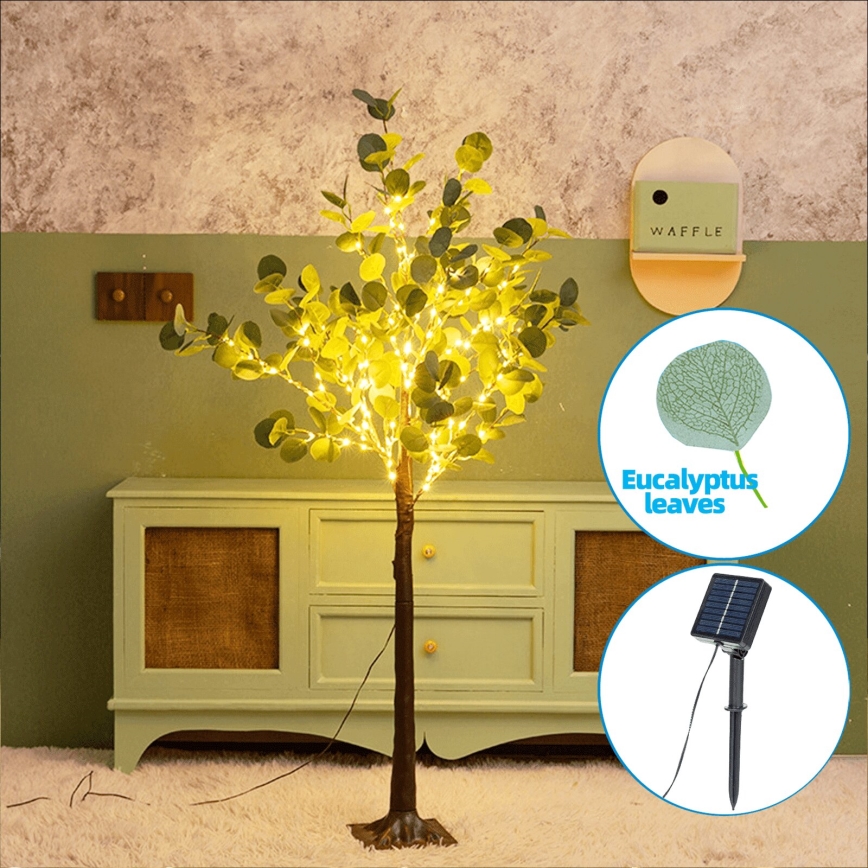 Aigostar - Decoración solar LED 30xLED/2,6m IP65 300 mAh blanco cálido eucalipto