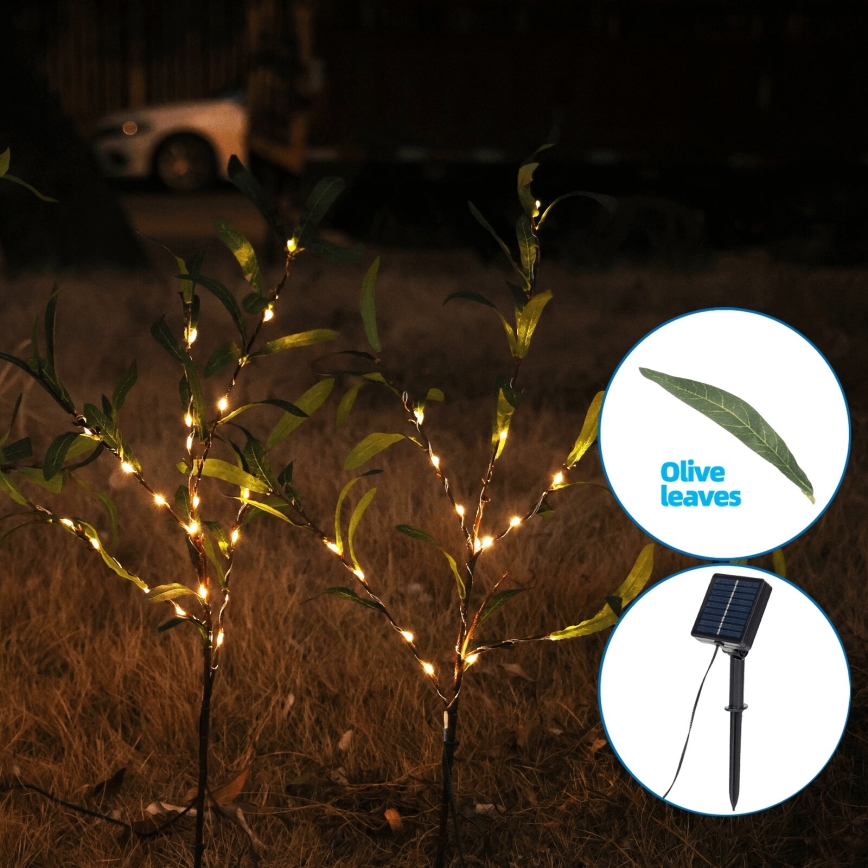 Aigostar - Decoración solar LED 60xLED/3,5m IP65 300 mAh blanco cálido oliva