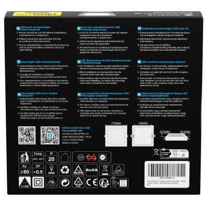 Aigostar - Downlight LED 12W/230V 3000K 17,5x17,5 cm blanco