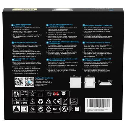 Aigostar - Downlight LED 12W/230V 4000K 17,5x17,5 cm blanco