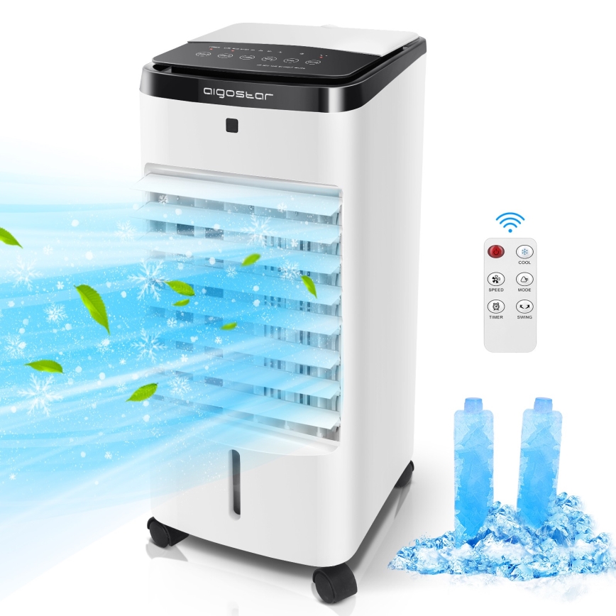 Aigostar - Enfriador de aire 60W/230V blanco/negro + mando a distancia