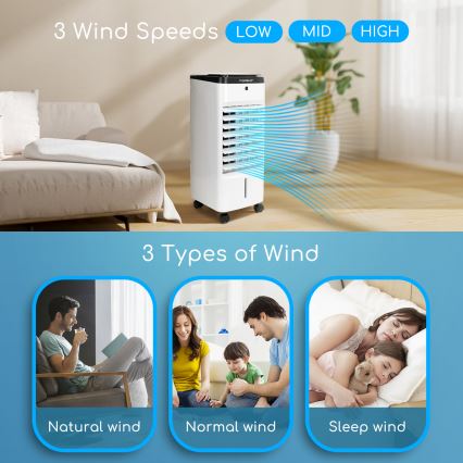 Aigostar - Enfriador de aire 60W/230V blanco/negro + mando a distancia