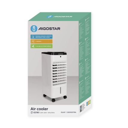 Aigostar - Enfriador de aire 60W/230V blanco/negro + control remoto
