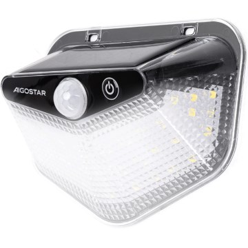 Aigostar - Faro Solar LED con sensor LED/3,7V 6500K 500 mAh IP65 negro