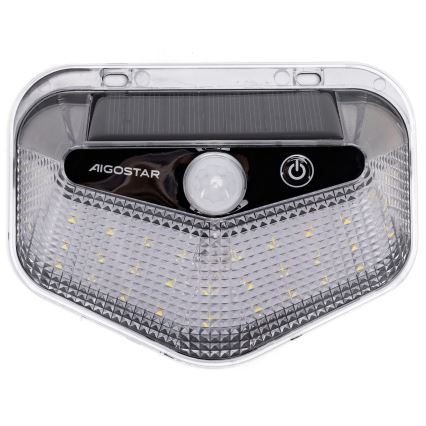 Aigostar - Faro Solar LED con sensor LED/3,7V 6500K 500 mAh IP65 negro