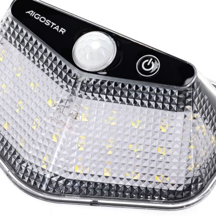 Aigostar - Faro Solar LED con sensor LED/3,7V 6500K 500 mAh IP65 negro