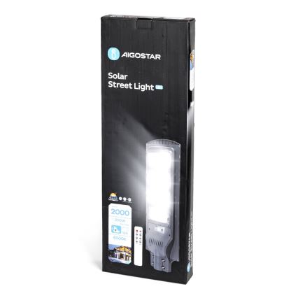 Aigostar - Farola solar LED con sensor LED/200W/3,2V 20000mAh IP65 6500K + control remoto