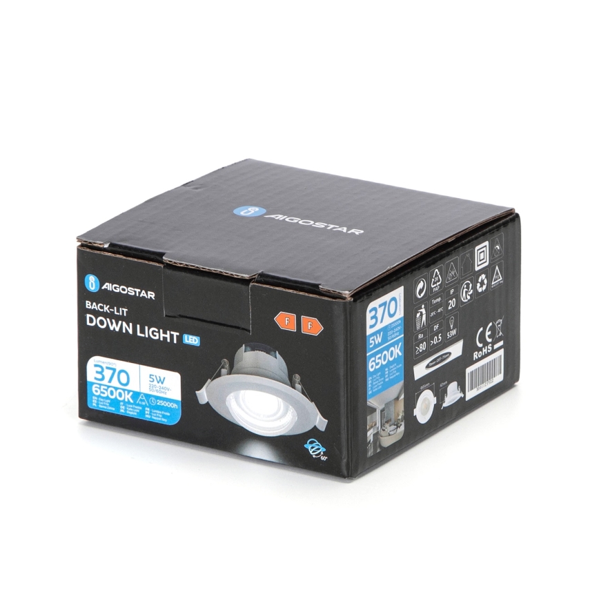 Aigostar - Foco empotrado LED/5W/230V 6500K diá. 8,5 cm blanco
