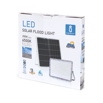 Aigostar - Proyector solar LED regulable LED/200W/3,4V 20000 mAh IP65 + mando a distancia