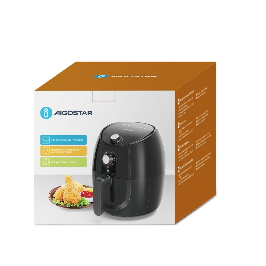 Aigostar - Freidora de aire caliente 1500W/230V 3,5l negro