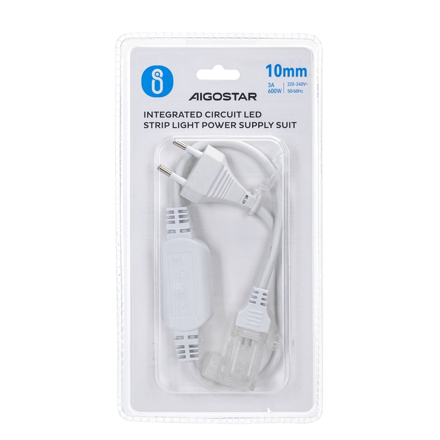 Aigostar - Fuente de alimentación para tiras LED 10 mm, 600 W/230 V, blanca