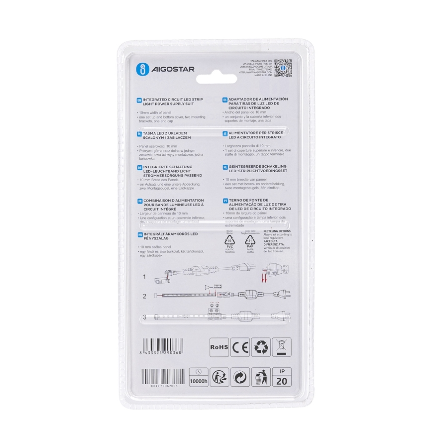 Aigostar - Fuente de alimentación para tiras LED 10 mm, 600 W/230 V, blanca