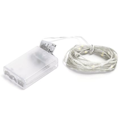 Aigostar - Guirnalda de luces LED 50xLED/3xAA 5,3m blanco frío