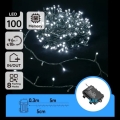 Aigostar - Guirnalda de luces LED para exterior, 100 LEDs, 8 funciones, 3xAA, 5,3 m, IP44, blanco frío