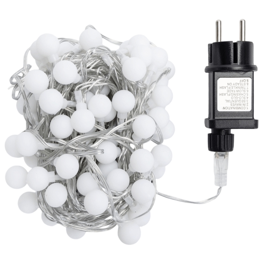 Aigostar - Guirnalda de luces LED para exterior 100 LED/8 funciones 10 m IP44 blanco cálido