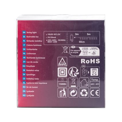 Aigostar - Guirnalda decorativa LED para exterior 10xLED/8m IP44 blanco frío