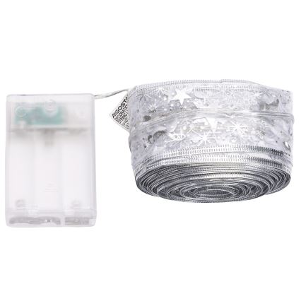Aigostar - Guirnalda LED 100xLED/3xAA 10 m, blanco cálido, plateada