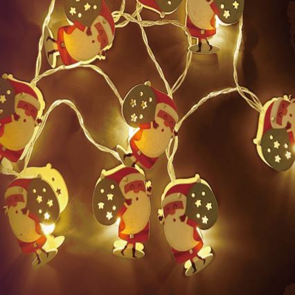 Aigostar - Guirnalda LED 10xLED/3xAA 1,5 m blanco cálido Papá Noel