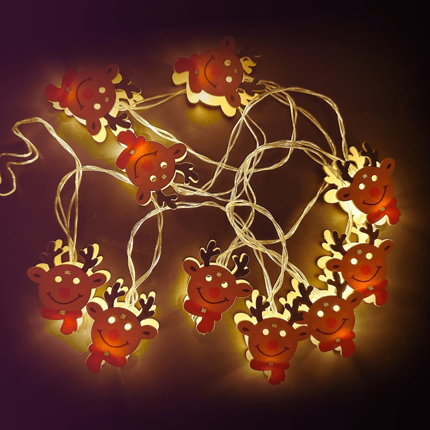 Aigostar - Guirnalda LED 10xLED/3xAA 1,5m, blanco cálido, reno