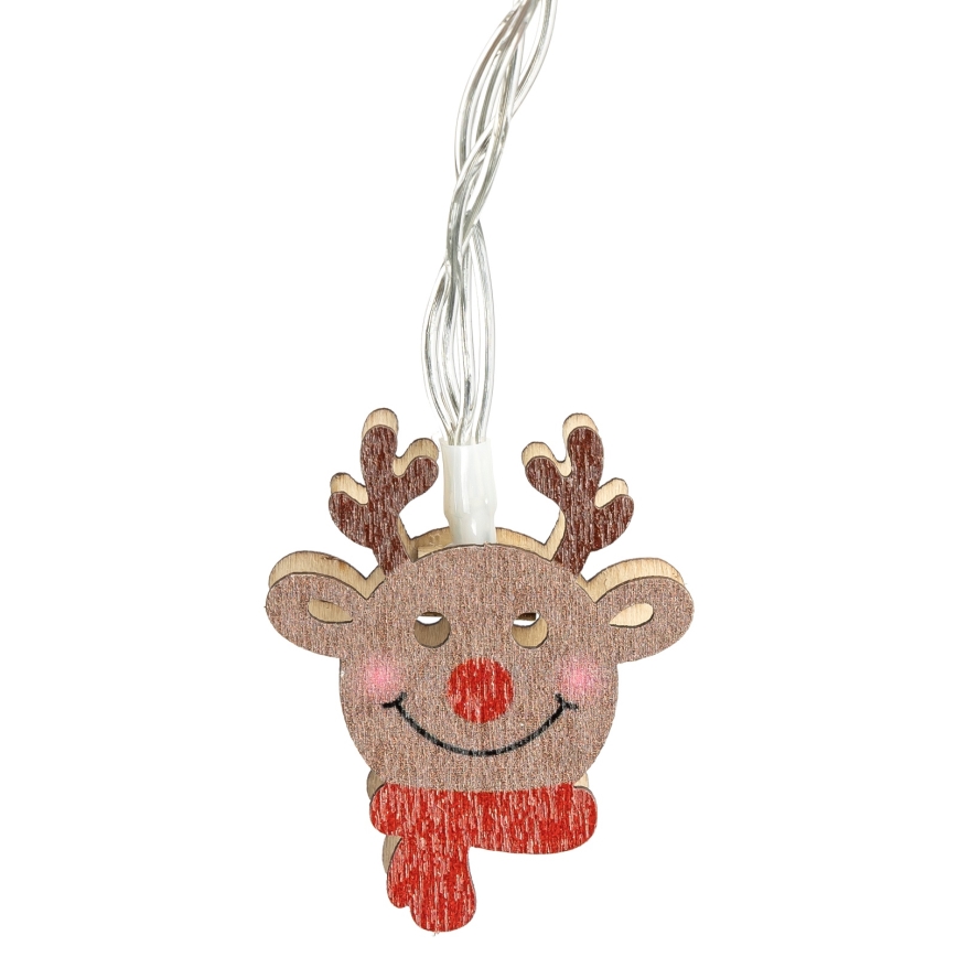 Aigostar - Guirnalda LED 20 LEDs, 3 m, alimentada por 3 pilas AA, luz blanca cálida, motivo reno