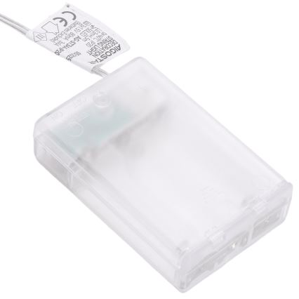 Aigostar - Guirnalda de luces LED 20xLED/3xAA, 2 m, blanco cálido, plateada