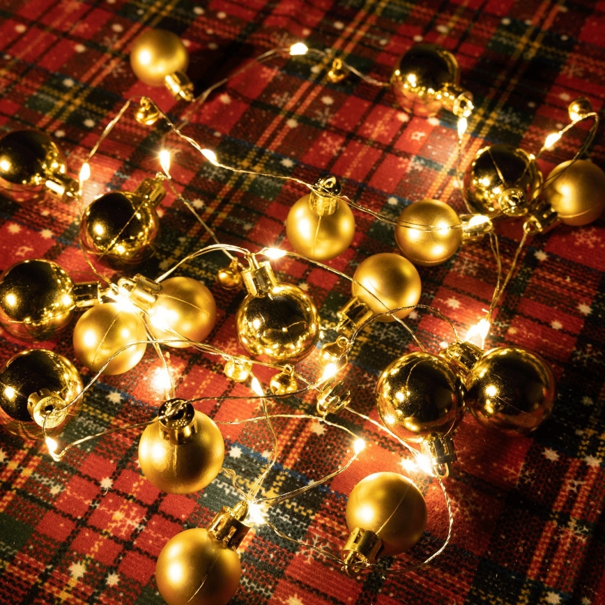 Aigostar - Guirnalda LED 20 LEDs / 3xAA, 2 m, blanco cálido