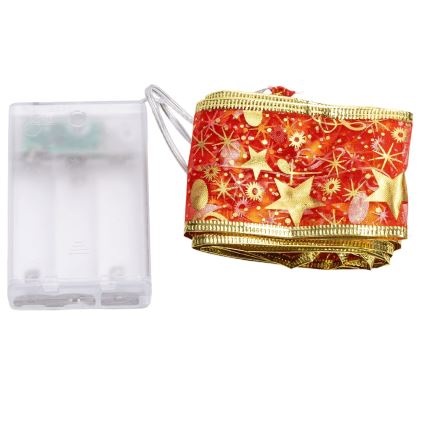Aigostar - Guirnalda de luces LED, 20 LEDs, 3xAA, 2 m, blanco cálido/rojo