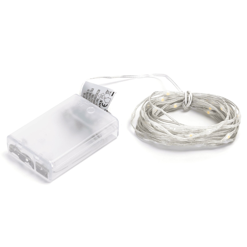 Aigostar - Guirnalda LED 50xLED/3xAA 5,3m blanco cálido
