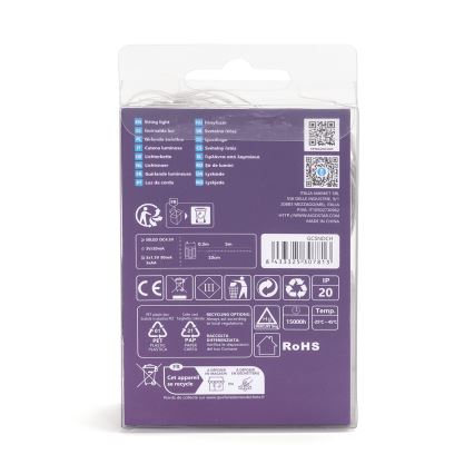 Aigostar - Guirnalda LED 50xLED/3xAA 5,3m blanco cálido