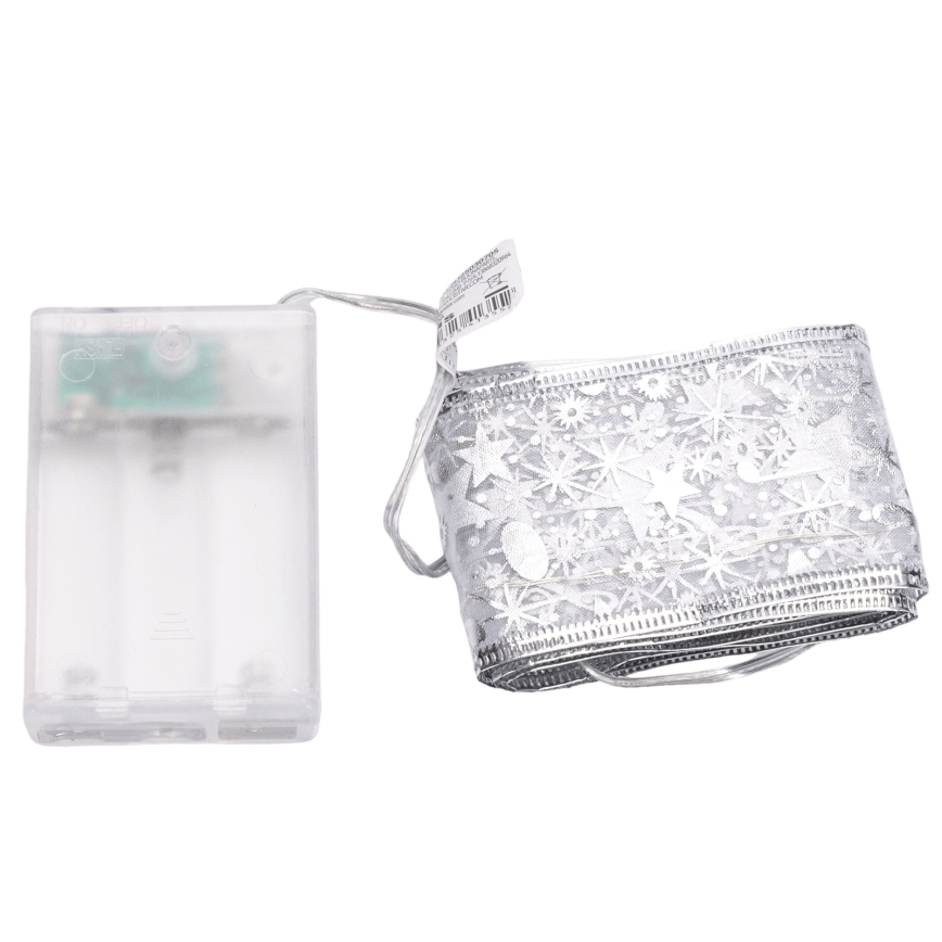 Aigostar - Guirnalda navideña LED 20xLED/3xAA 2 m blanco cálido plateada