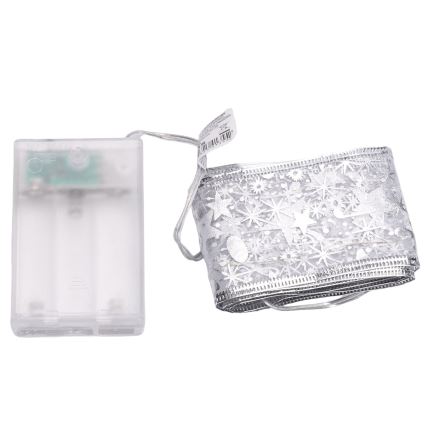 Aigostar - Guirnalda LED de Navidad, 50 LED, 5 m, blanco cálido, plateada, funciona con 3 pilas AA