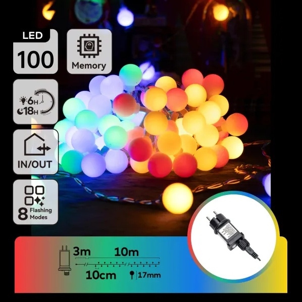 Aigostar - Guirnalda LED decorativa para exterior 100xLED/8 modos 10m IP44 multicolor