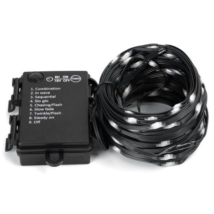 Aigostar - Guirnalda LED exterior navideña 150xLED/8 funciones/3xAA 15,3m IP44 blanco frío