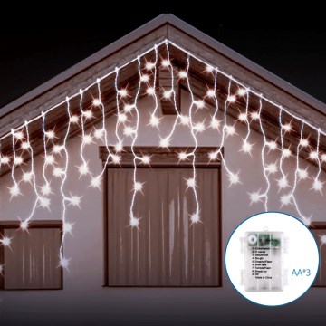 Aigostar - Guirnalda LED exterior 200xLED/8 funciones 3xAA 13x0,6m IP44 blanco frío