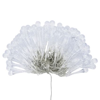 Aigostar - Guirnalda LED de exterior para Navidad 100xLED/8 funciones 3xAA 10m IP44 blanco frío con forma de gota