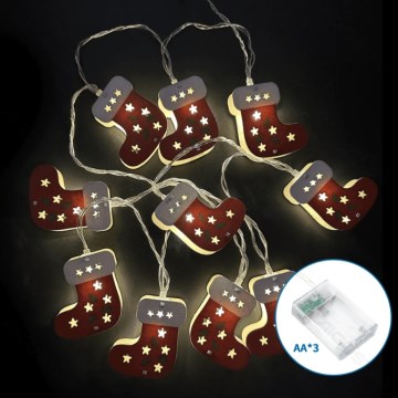 Aigostar - Guirnalda LED navideña 10xLED/3xAA 1,5m blanco cálido con medias