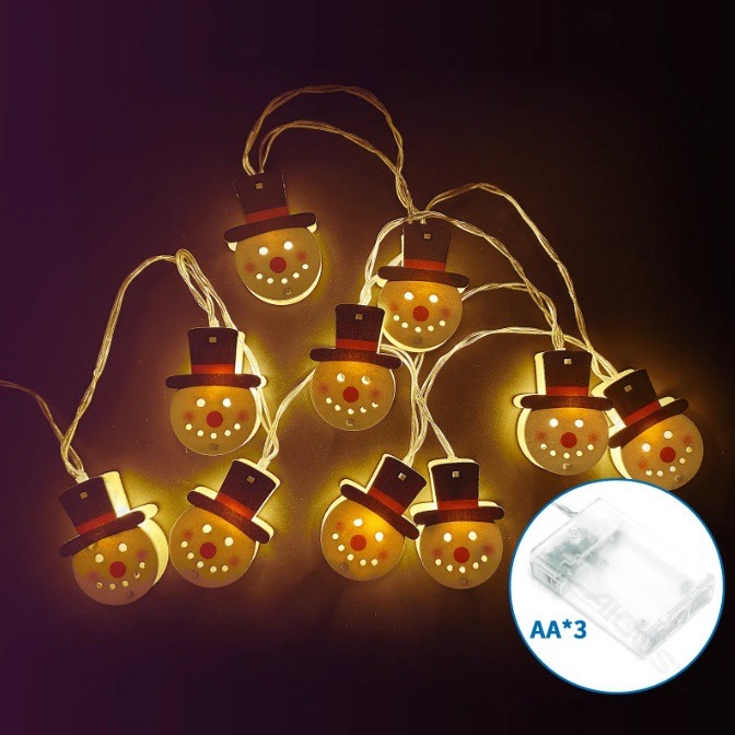 Aigostar - Guirnalda LED navideña, 10xLED/3xAA, 1,5m, blanco cálido, con muñeco de nieve