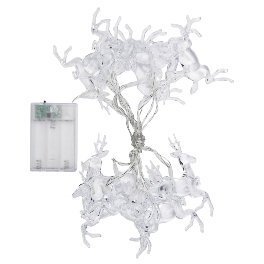 Aigostar - Guirnalda LED navideña 10xLED/3xAA 1,5m blanco cálido con renos