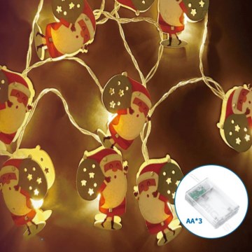 Aigostar - Guirnalda LED navideña, 20 LEDs / 3xAA, 3 m, blanco cálido, Papá Noel