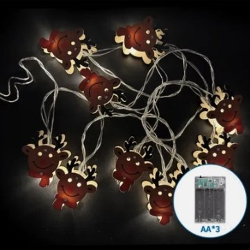 Aigostar - Guirnalda LED navideña 20xLED/3xAA 3m blanco cálido reno