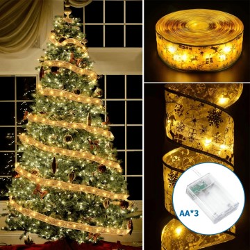 Aigostar - Guirnalda LED navideña 50xLED/3xAA 5m blanco cálido dorado